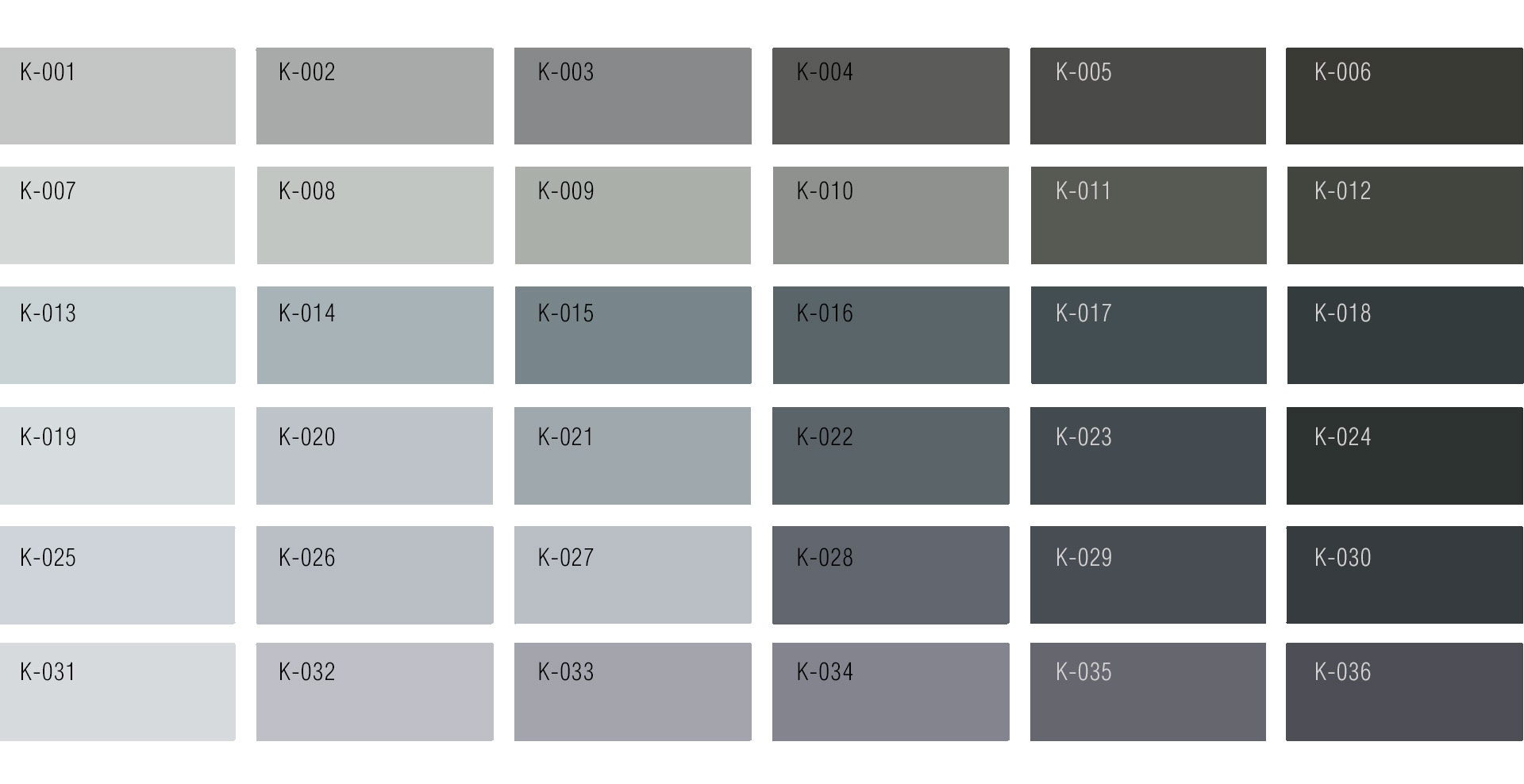 Grey Colour Chart