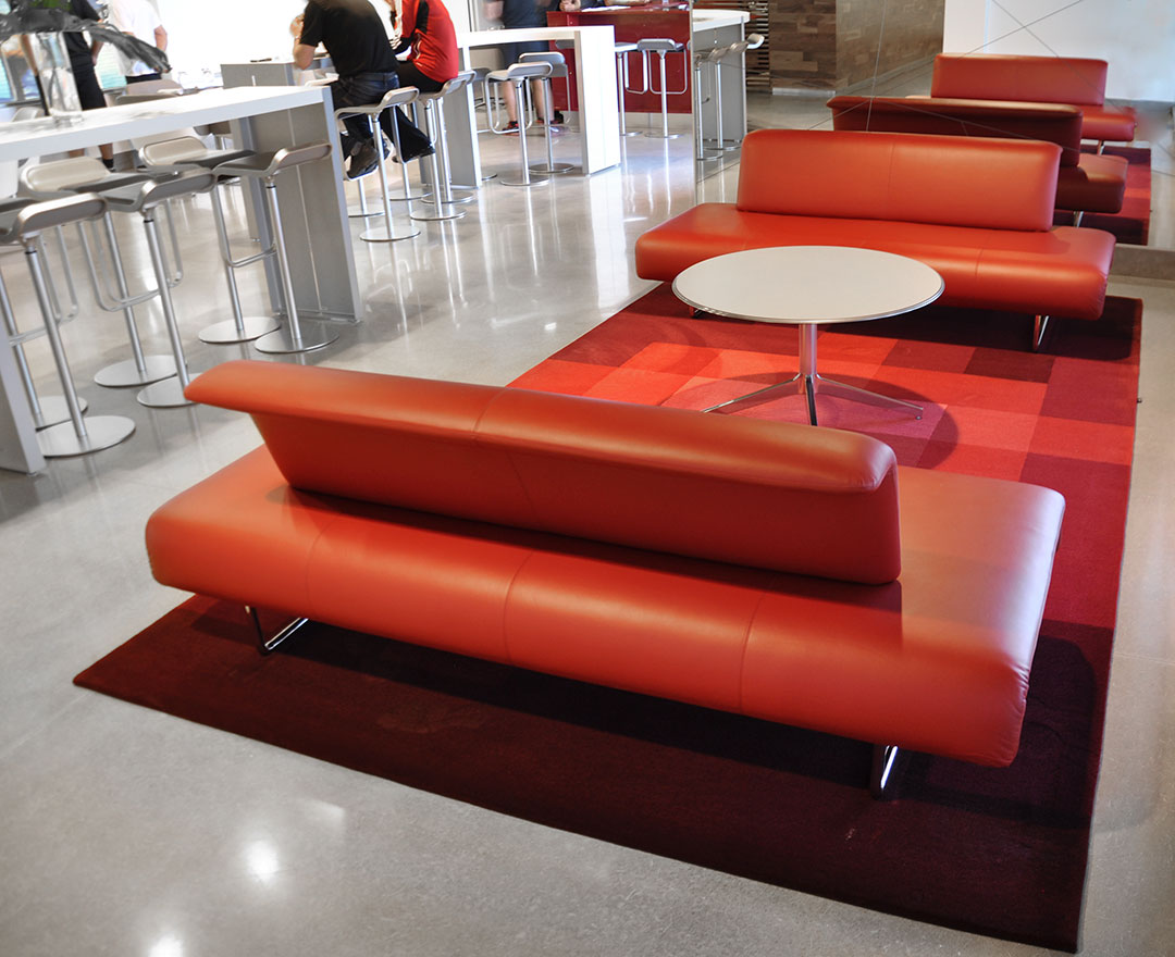 Pixel Rug made of Multiple Shades of Red | Custom Rug for Public Space | Urba Rugs