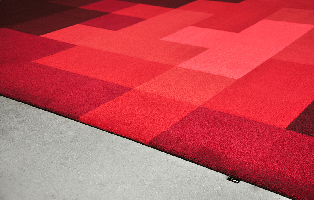 Pixel Rug made of Multiple Shades of Red | Custom Rug Canada| Urba Rugs