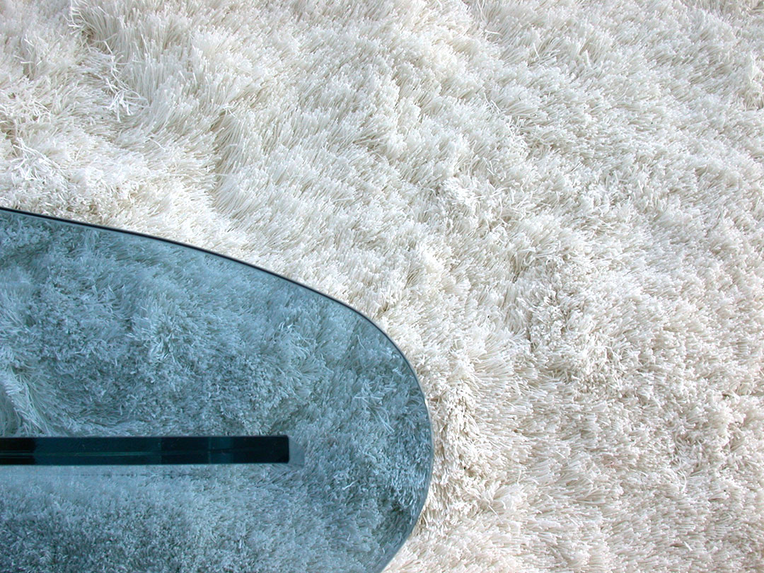 White Shag Rug Made Of Linen Fiber | Custom Rug. Top View. | Urba Rugs Canada